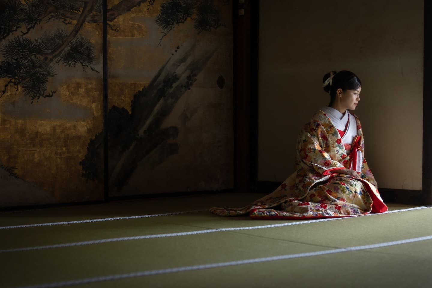 ベージュ金沢の和装ロケーションウェディングフォト